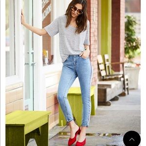 NWT A Loves A Red Stripe High Rise Mom Jean Mid Rise